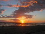 Zonsondergang in de baai van de Somme in Le Crotoy