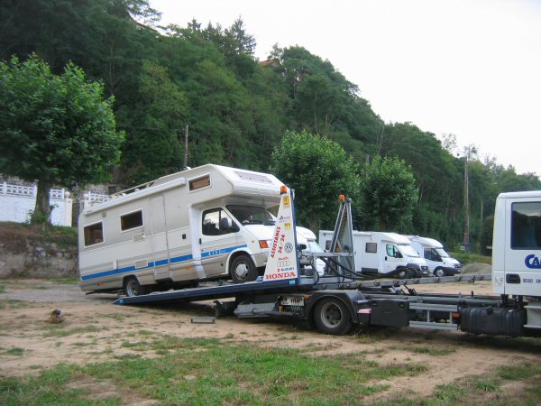 Het takelen van de motorhome