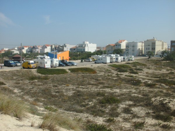 De parking voor de motorhomes